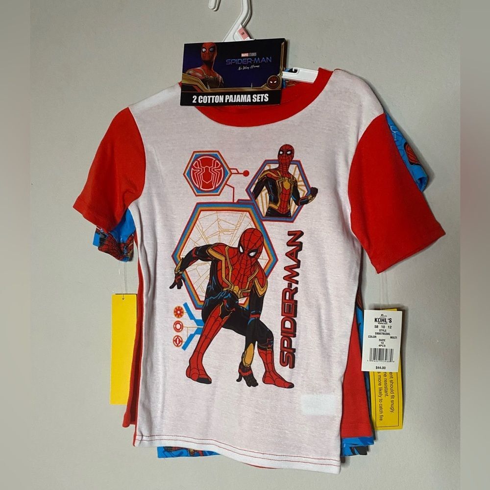 New Boy Spiderman Spider-man Spider man Pajamas Sleepwear set top short Size 10 - Picture 2 of 5